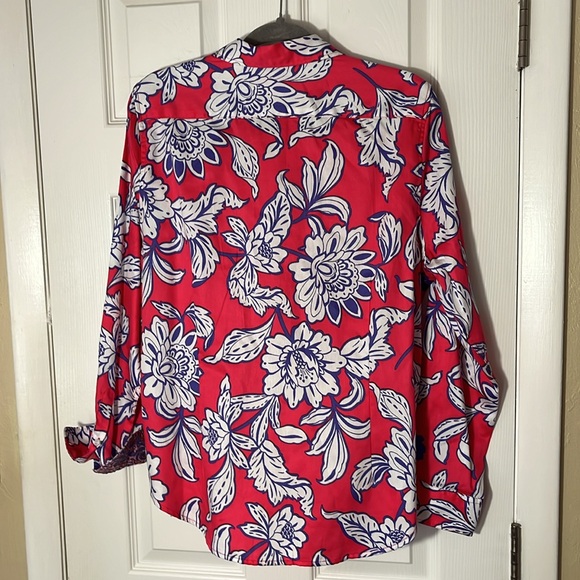 Ruby Rd 100%cotton wrinkle resistant button up long sleeve shirt pink purple 14 - Picture 10 of 12